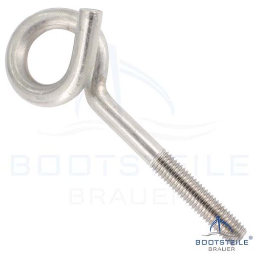 Curl hook 8,8x120 mm with metric tread M10 - stainless steel A2