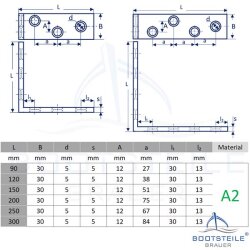 Corner brace, bare surface - stainless steel A2