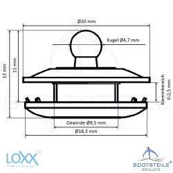 LOXX lower part for fabric, standard washer - brass black nickel plated