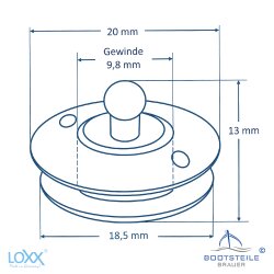 LOXX partie inférieure pour tissu, rondelle standard - laiton nickelé noir
