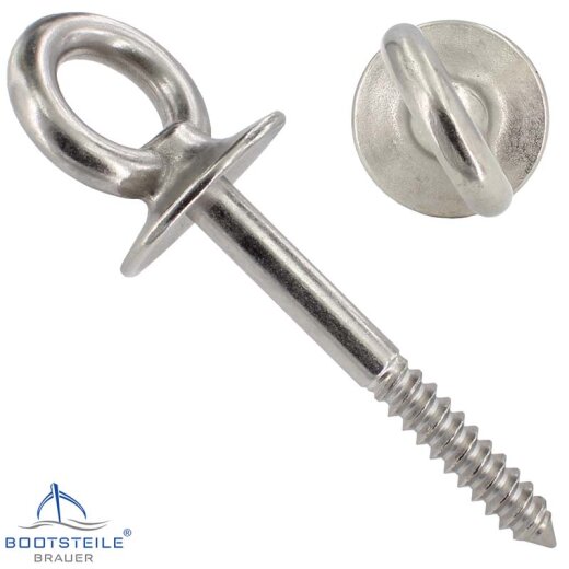 Eye bolt with plate and wood thread - Stainless steel V4A