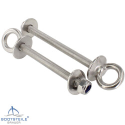 Eye bolt with collar and metric thread, washer and nut -...
