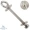 Eye bolt with collar and metric thread, washer and nut - Stainless steel V4A