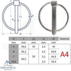 Klappsplint mit Ring - Edelstahl A4