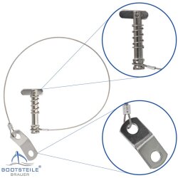 Câble de sécurité 1,0 x 255 mm avec axe à languette 6 x 40 mm  - acier inoxydable A4