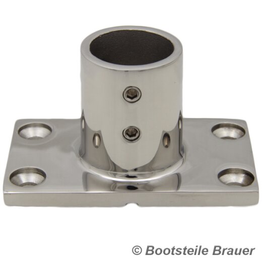 Relingfuss 90° QUADRAT, feinguss poliert 22MM - Edelstahl...