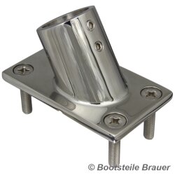 Relingfuss 60° QUADRAT, feinguss poliert 25MM -...