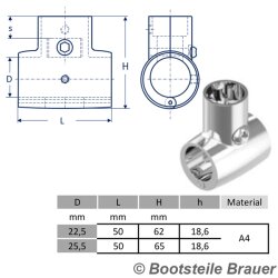 Té droit 90° avec charnière 90°,...