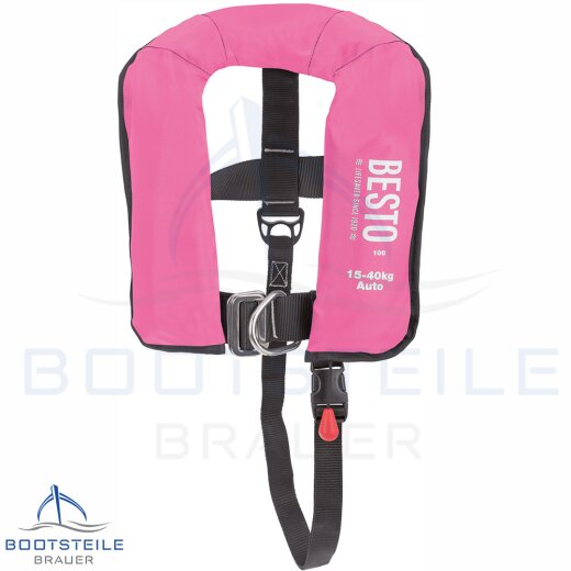 Lifejacket BESTO AUTOMATIK JUNIOR 100N pink with Lifebelt 