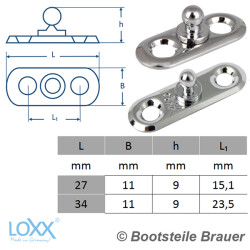 LOXX&reg; Unterteil Lochplatte 27 x 11 mm, verschraubbar...