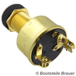 MARINE IGNITION SWITCH with cover, 3 terminals - BRASS