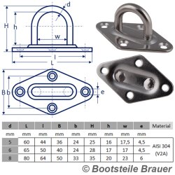 Diamond pad eye 5118 - 5 x 60 mm - stainless steel A2...