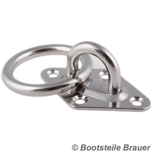 Augplatte ROHMB mit RING 6 x 65 mm, gestanzt und geschweisst - Edelstahl AISI 304 / V2A